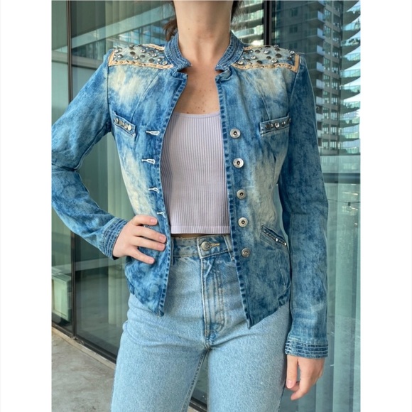 Jean Jacket with metal and crystal details - Picture 2 of 3